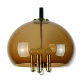 Suspension vintage space age acrylique marron et laiton années 1970 Richard Essig