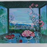 Michel Henry: Still life overlooking the city, original signed silkscreen print