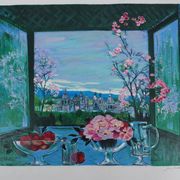 Michel Henry : Nature morte surplombant la ville, sérigraphie originale signée