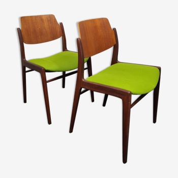 Two vintage teak dining chairs
