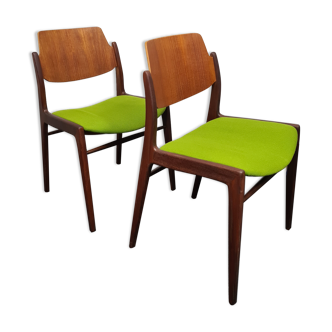 Two vintage teak dining chairs