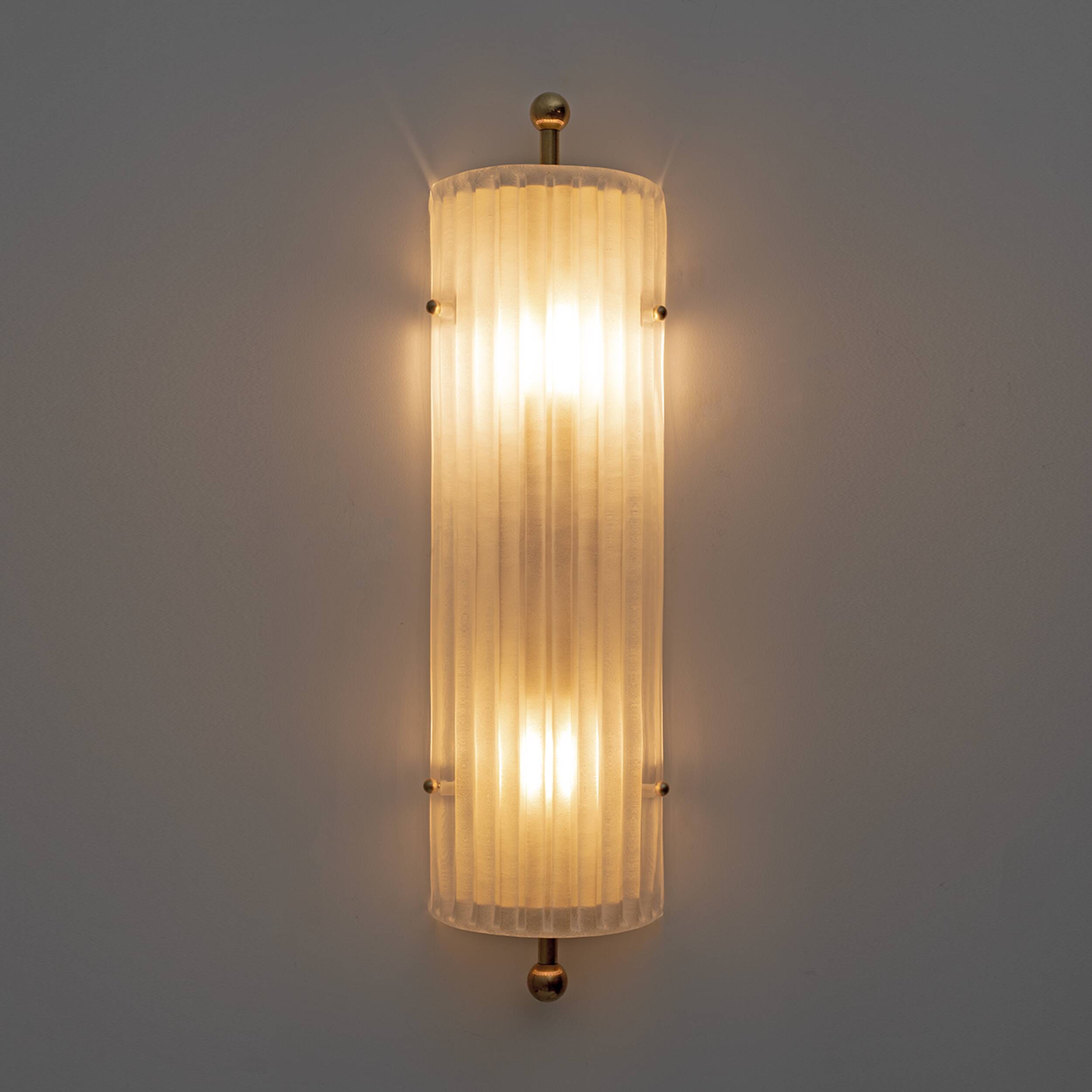 Pair of Art Dèco Style Italian Murano Glass and Brass Sconces