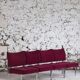 Lot de 4 chauffeuses de style moderniste bordeaux, 1970