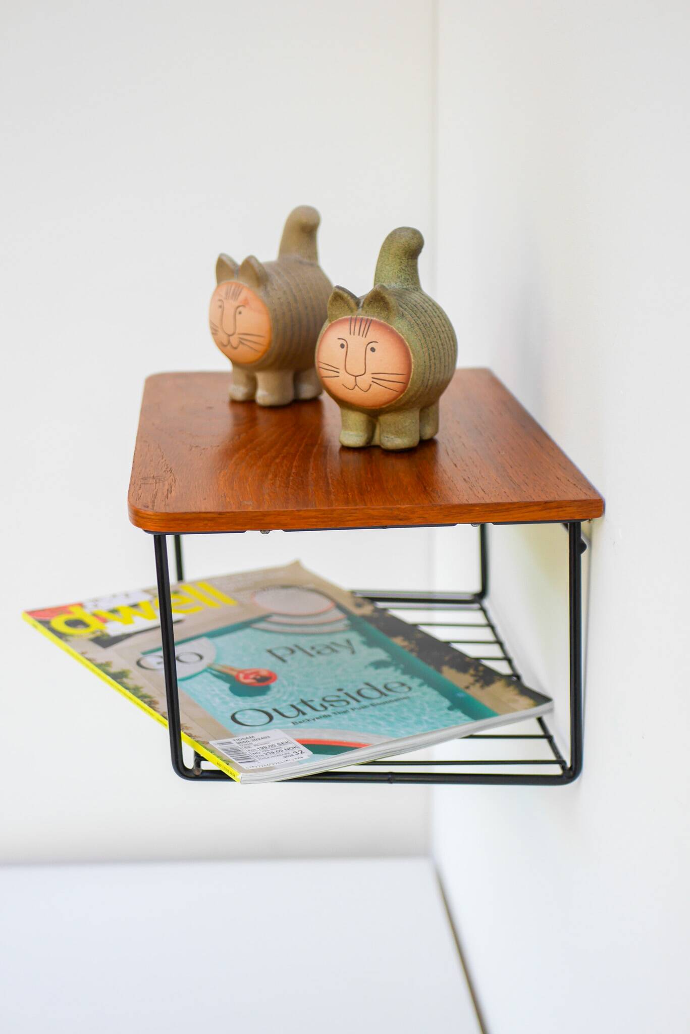 Vintage Floating Wall Shelf, Teak String Rack 60's Design