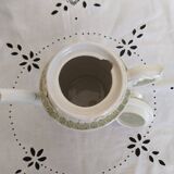 English porcelain coffee maker, green and gold, antique, vintage