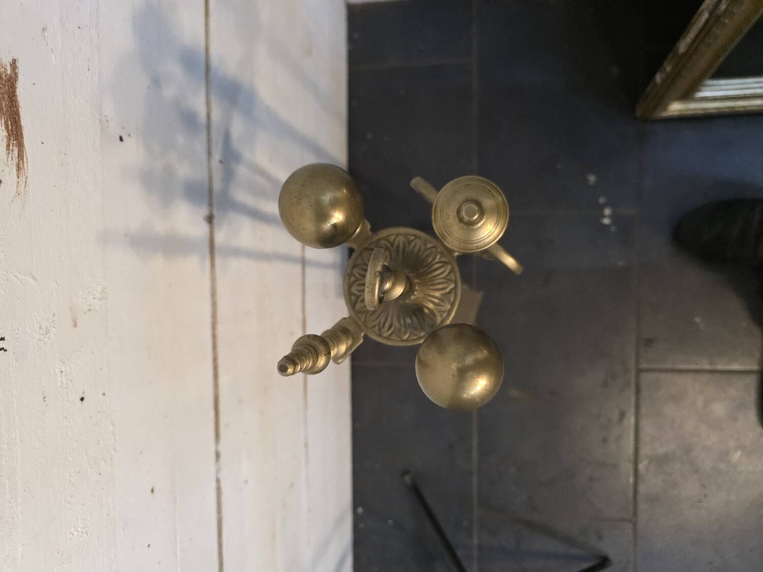 Solid brass fireplace set