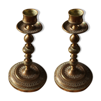 Pair of candlesticks decors & gilding