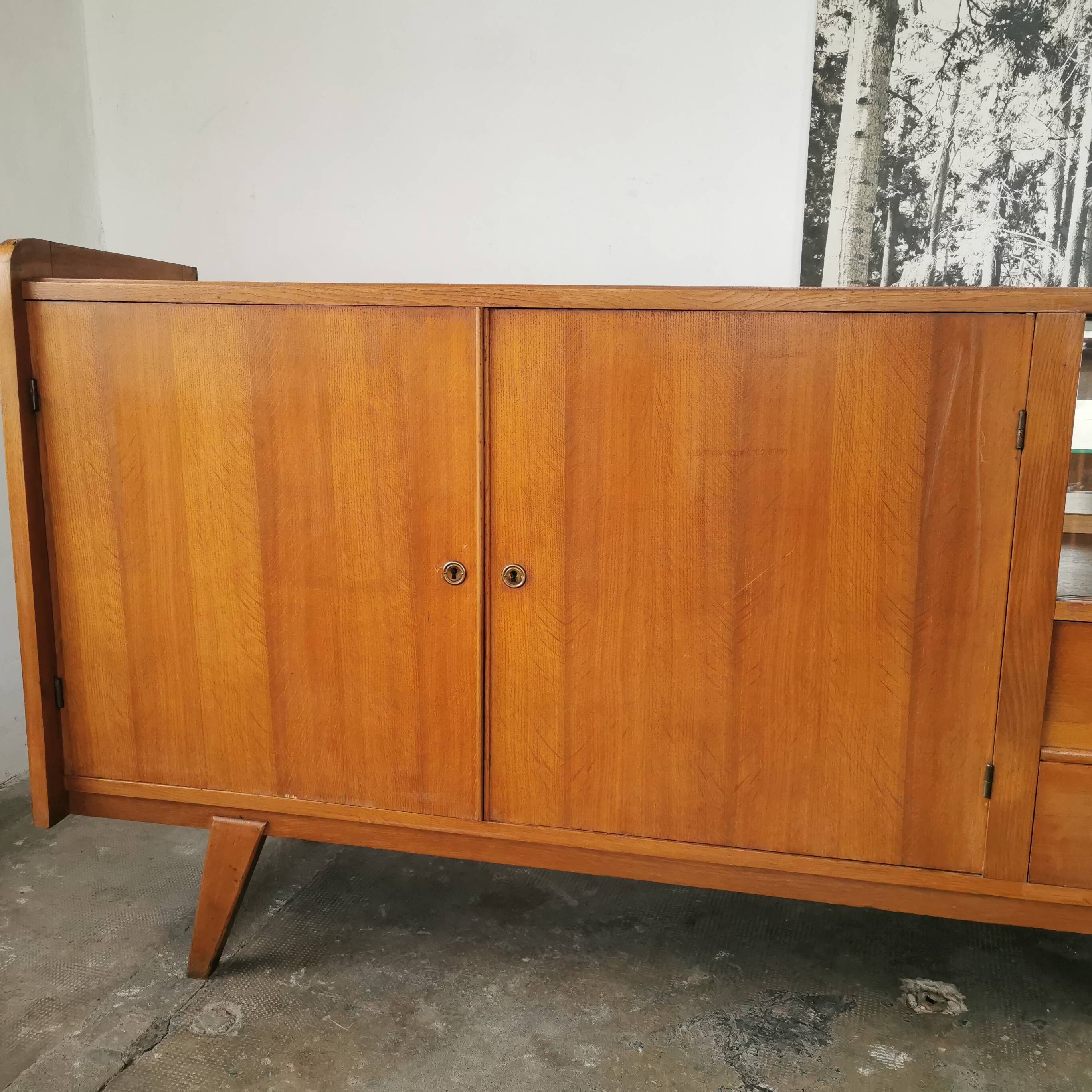 Large vintage sideboard 1950 compass feet