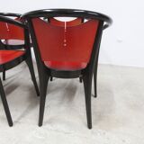 Set of 6 Baumann Diese model armchairs, Pagnon Pelhaître design, Wenge and red color