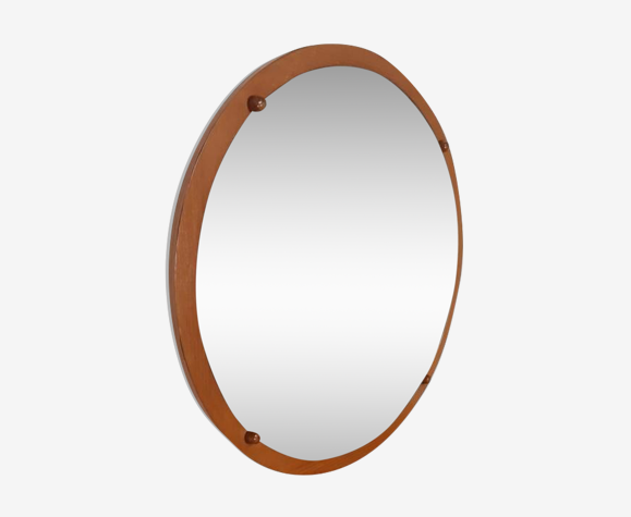Miroir rond en bois vintage MDK, 65 cm