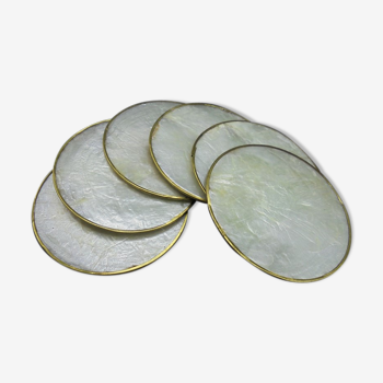Set of 6 mother-of-pearl coasters