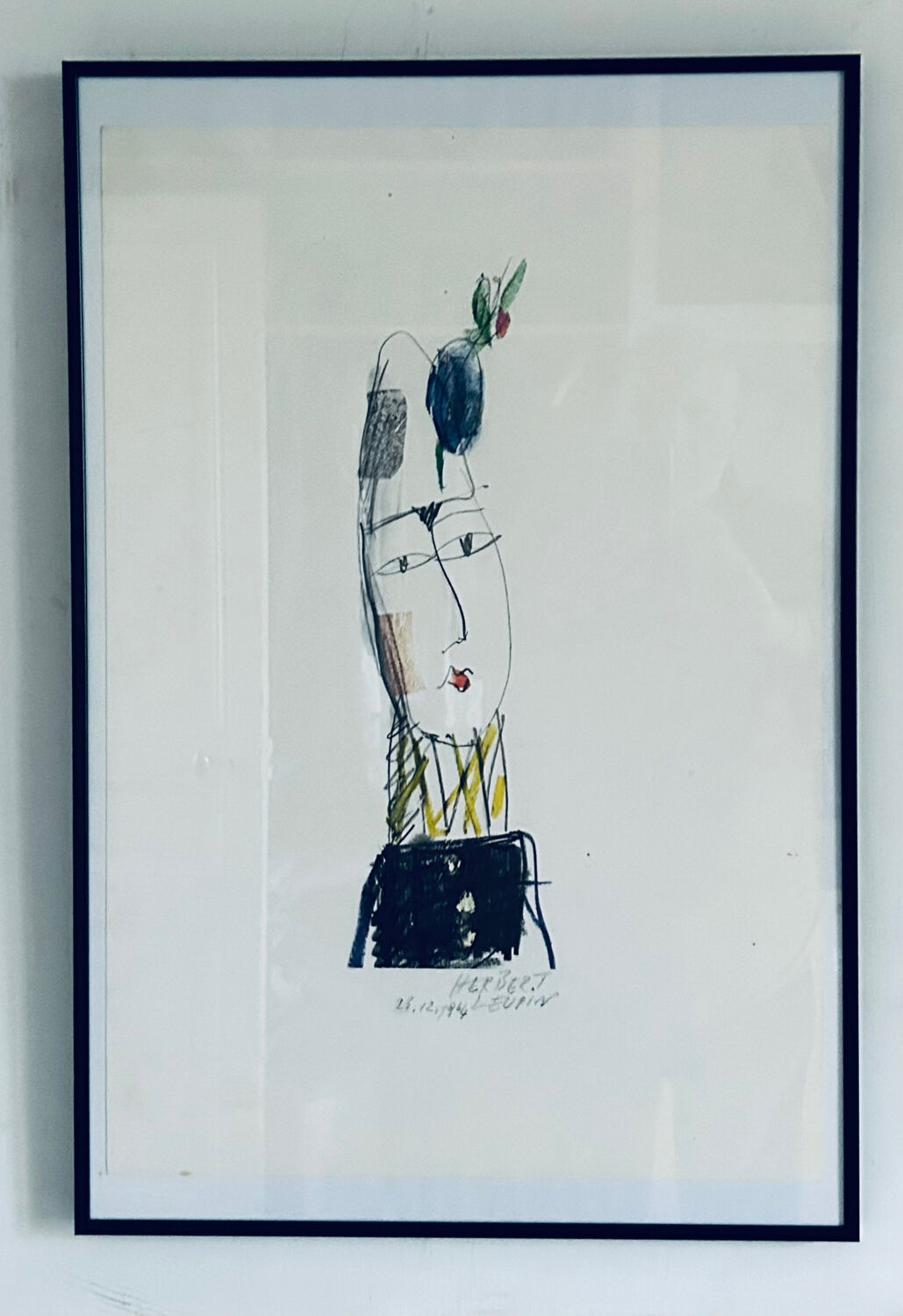 Lithographie originale « Clown Blanc » d'Herbert Leupin, 1964