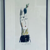 Lithographie originale « Clown Blanc » d'Herbert Leupin, 1964