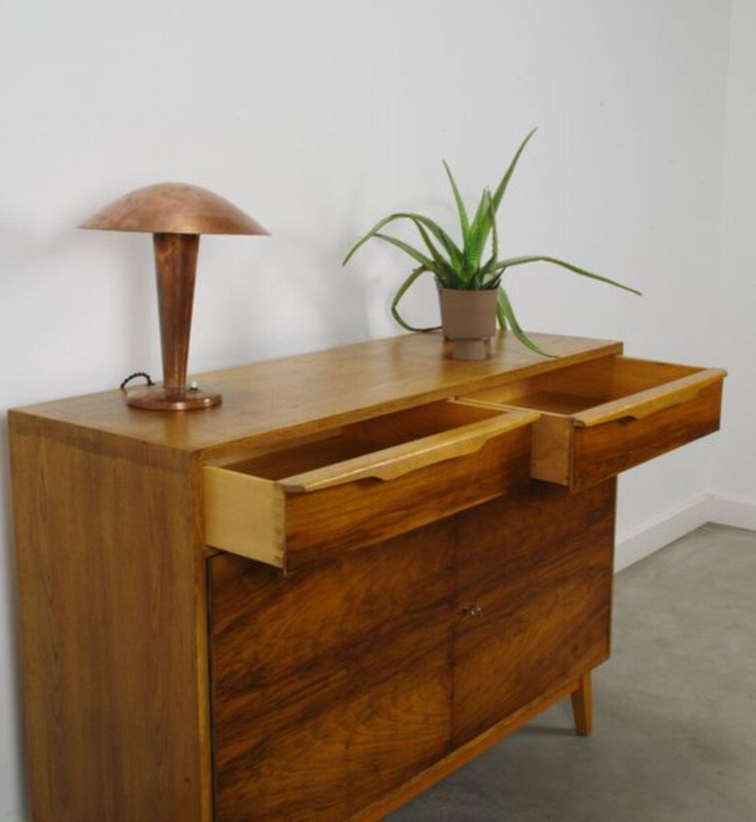 Vintage dark wood sideboard with drawers