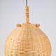Scandinavian Wicker Rattan and Pine Pendant Lamp, 1960s