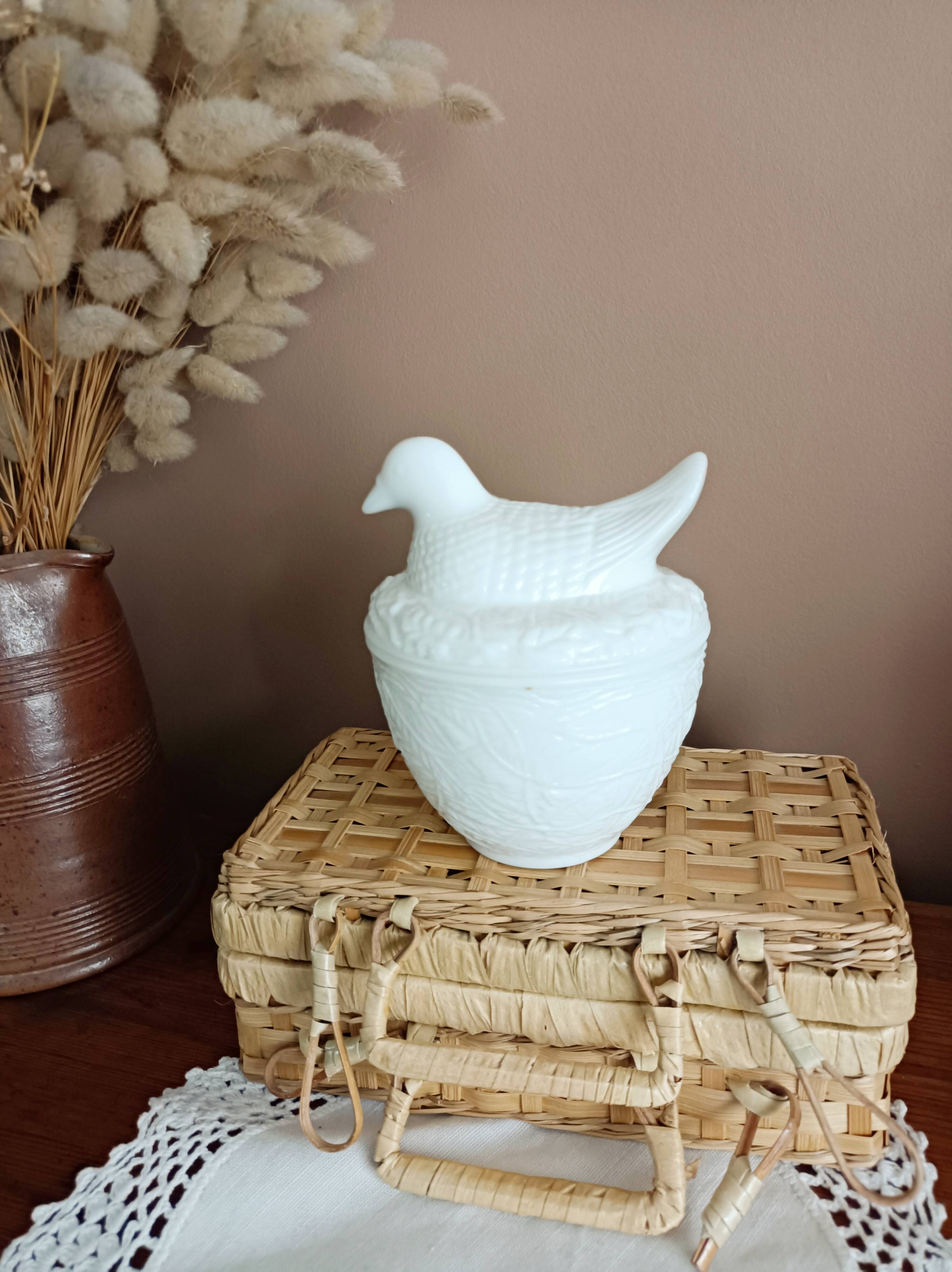 Avon opaline pot, bird decor