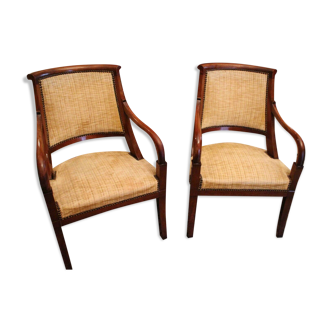 Pair of mahogany armchairs XIX Restoration