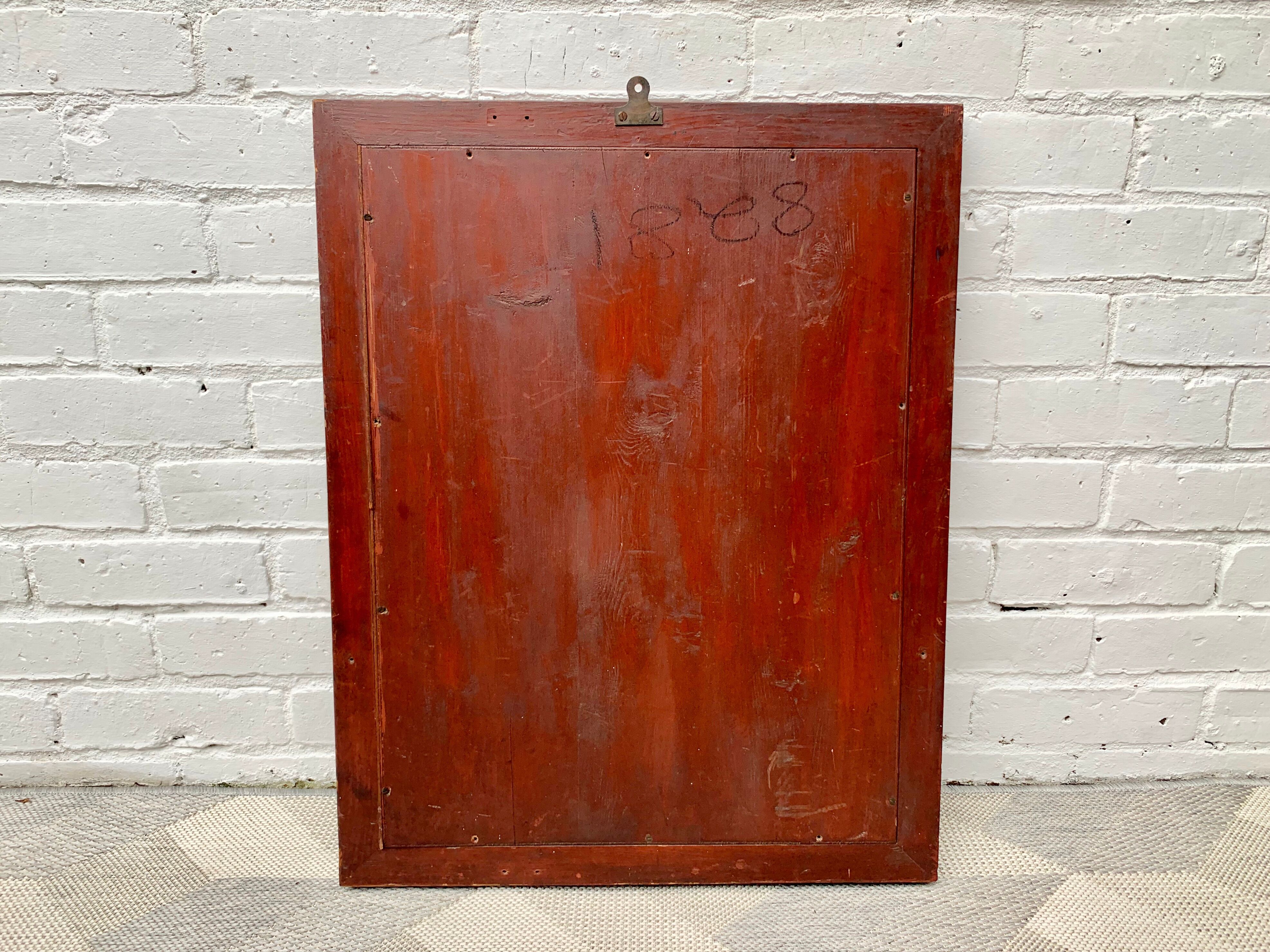 Wall mirror rectangular marquetry wood frame