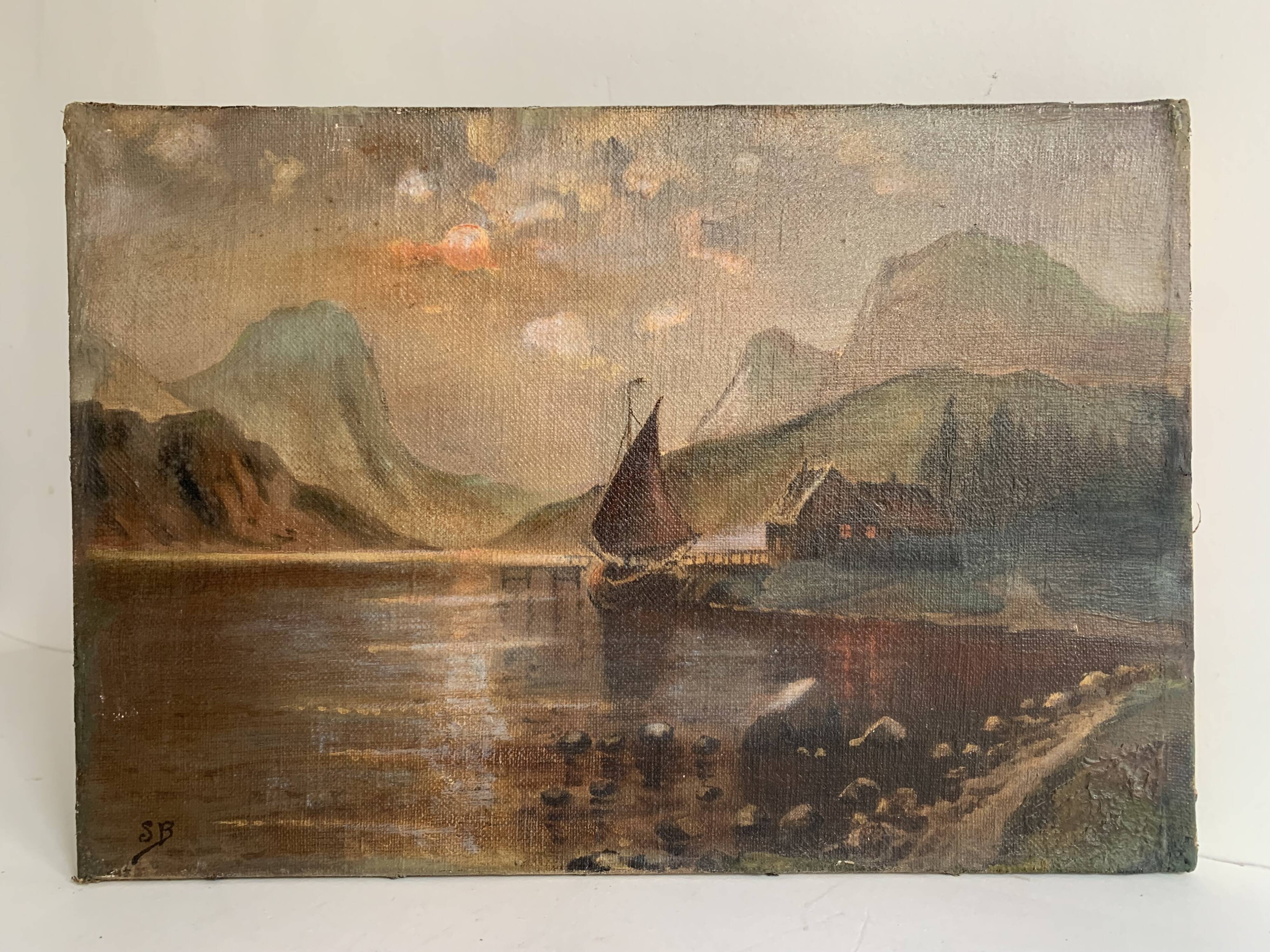 19th century French school, signed oil painting, framed seascape
