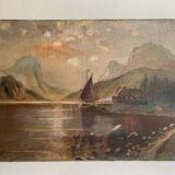 19th century French school, signed oil painting, framed seascape
