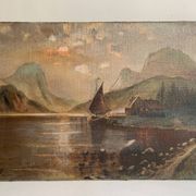 19th century French school, signed oil painting, framed seascape