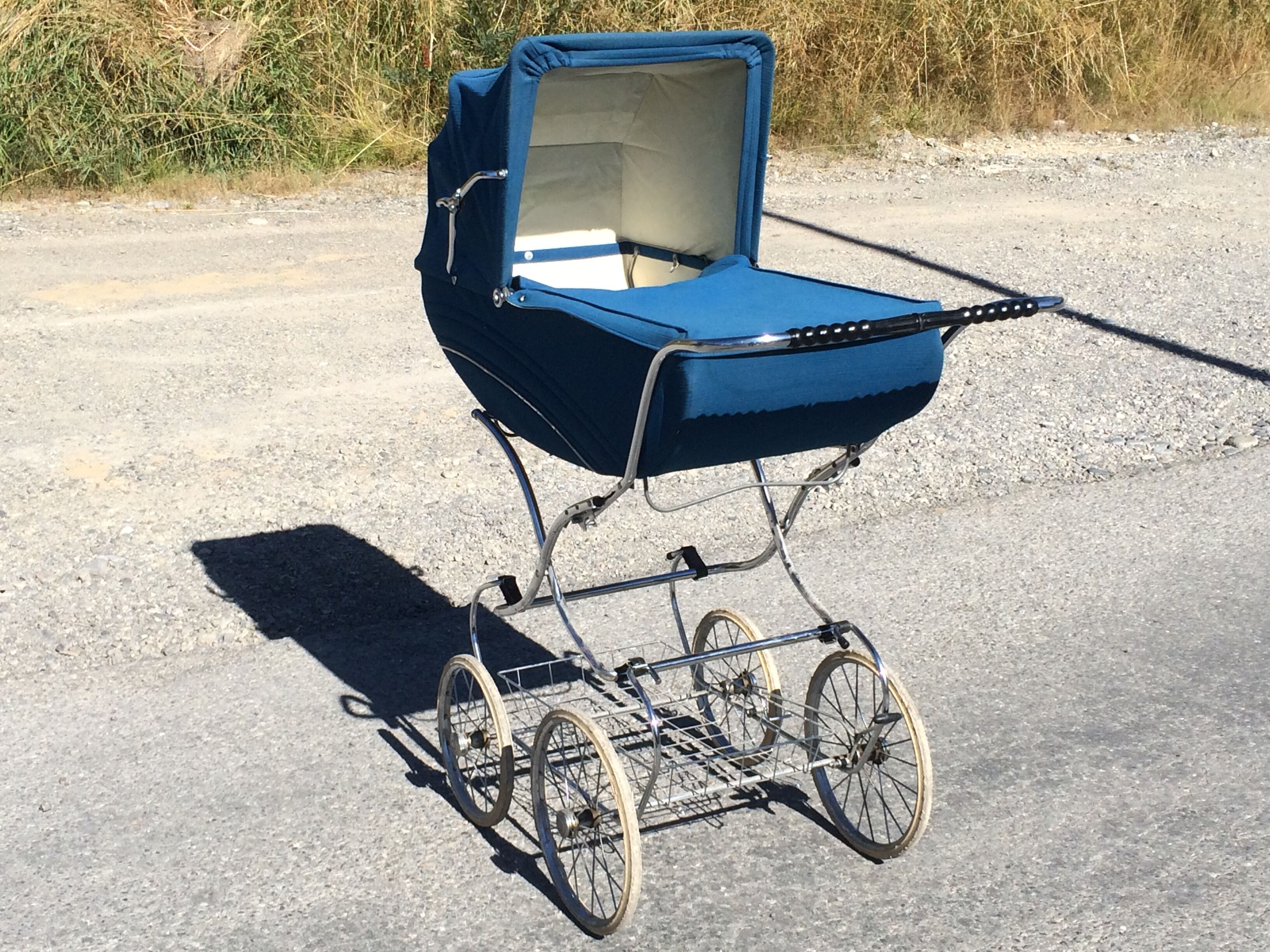 Vintage Landau Aubert duck blue velvet - 70s