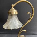 Lampe de table – Laiton doré et verre moulé