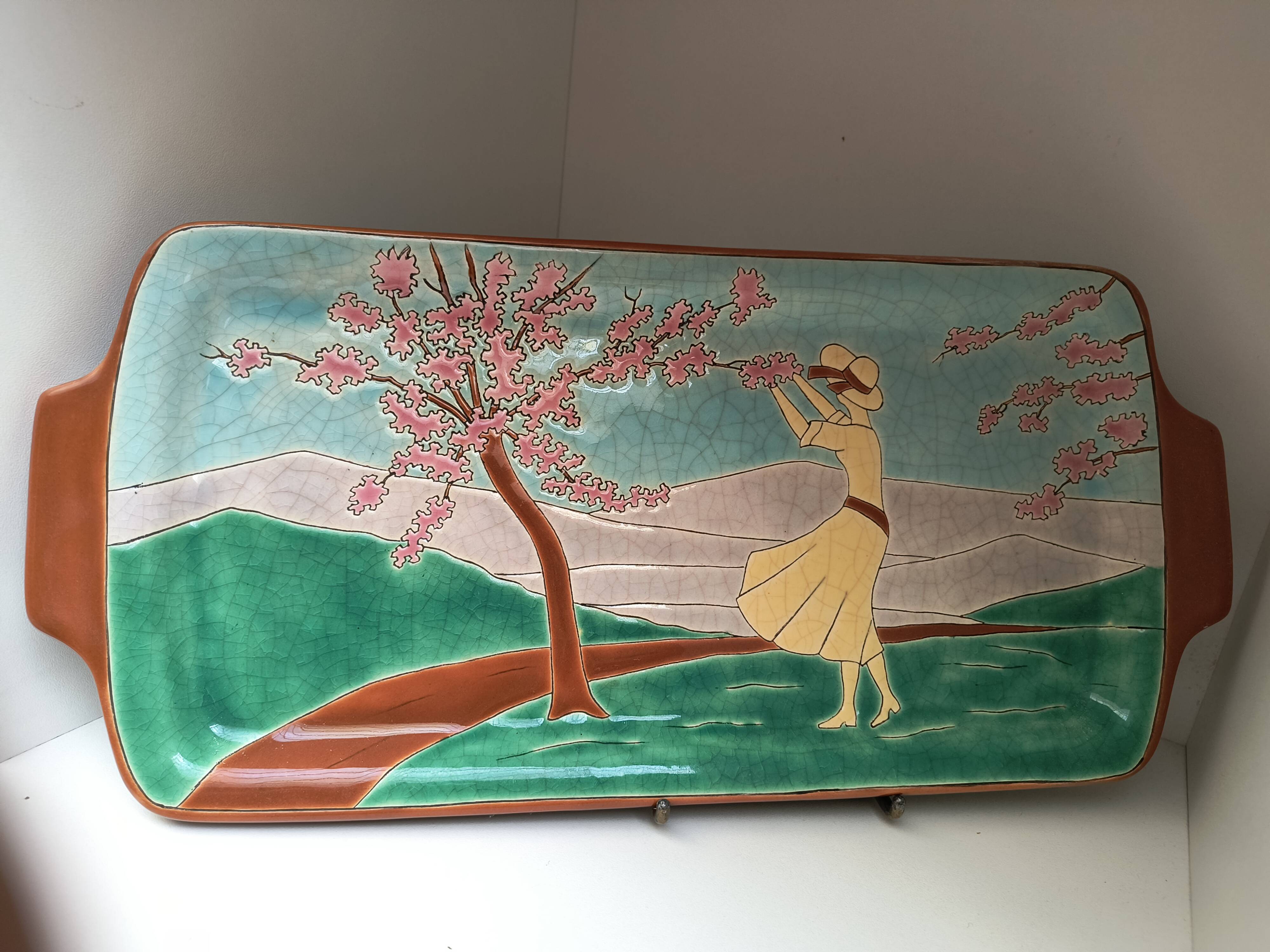 Longwy enamel plate art deco design