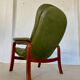 Vintage Swedish mid-century olive green leather lounge chair by Gote Møbler – 1970s