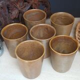 6 Cups cups in vintage Digoin sandstone