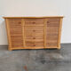 Vintage curved rattan sideboard, coastal credenza, wicker cabinet, boho buffet