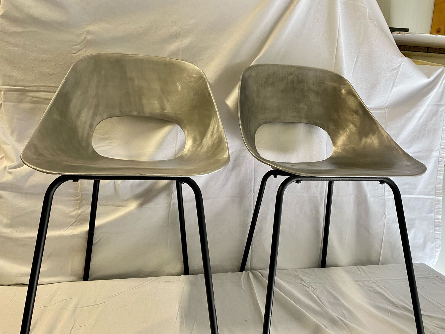 Vintage tulip chairs by Pierre Guariche