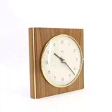 Horloge murale années 60 en bois et laiton Diehl