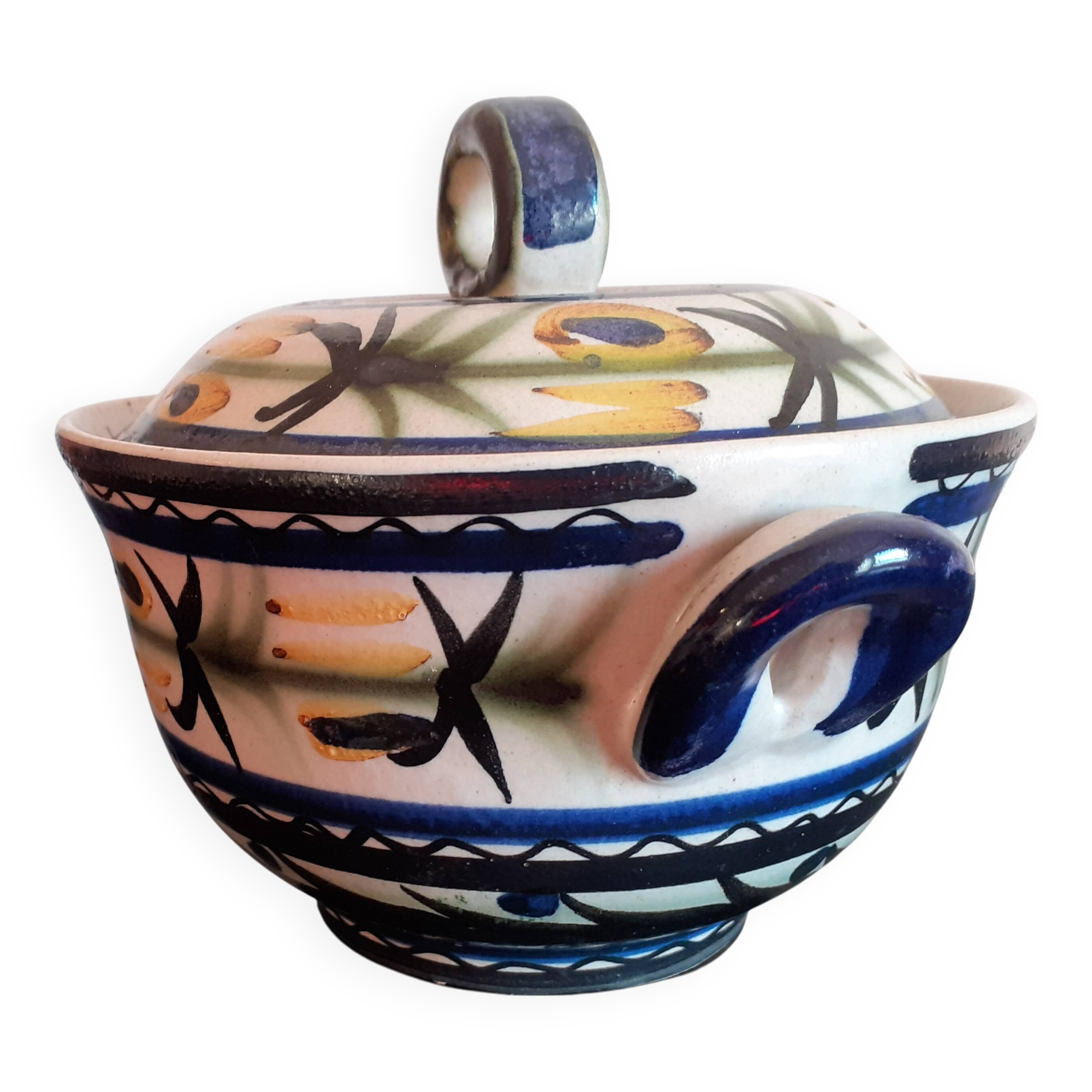 Quimper keraluc / covered ceramic pot / hand painted