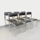 Set of 6 vintage Italian stackable chairs in chrome metal and skai.