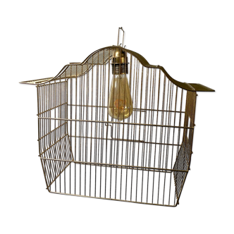 Suspension cage à oiseau doré