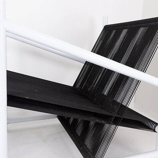 Indoor/Outdoor pair of Black/White Armchairs