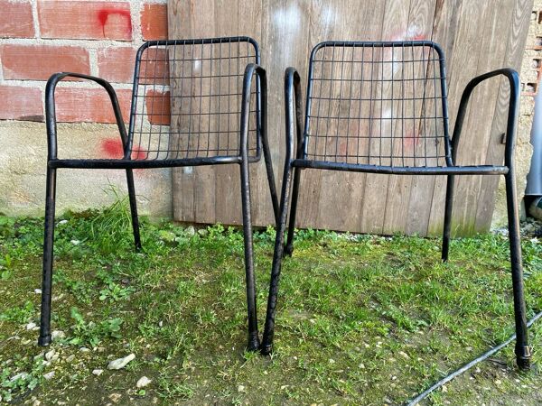 Paire Fauteuil Ancien EMU RIO Métal Noir Vintage