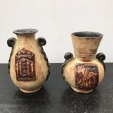 Paire de vases ancien beaumont terre cuite vintage