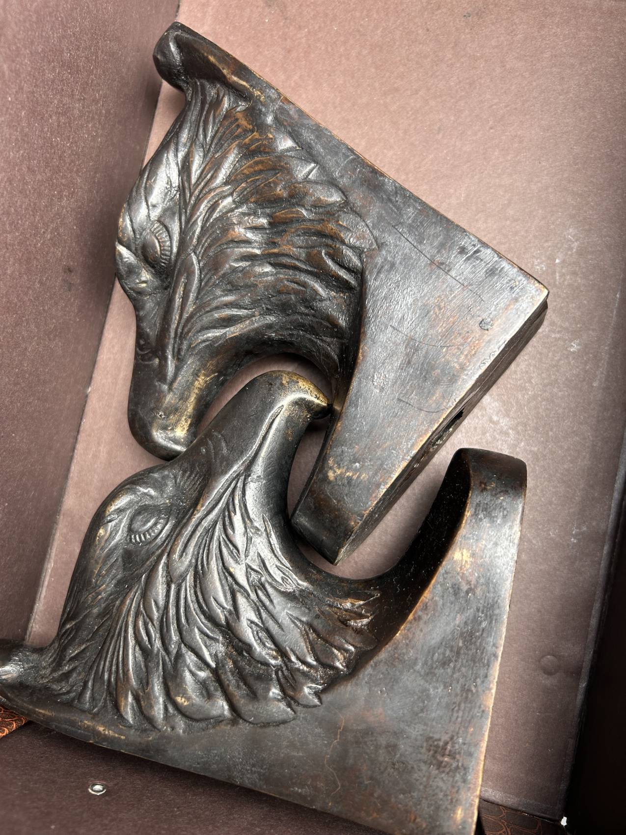 Pair of eagle bookends in patinated bronze – Art Deco style