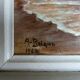 Marine oil painting berthing a sailboat