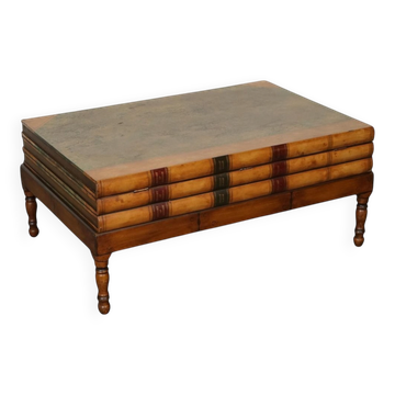 Vintage Coffee Table in Faux Leather with Internal Storage for Books