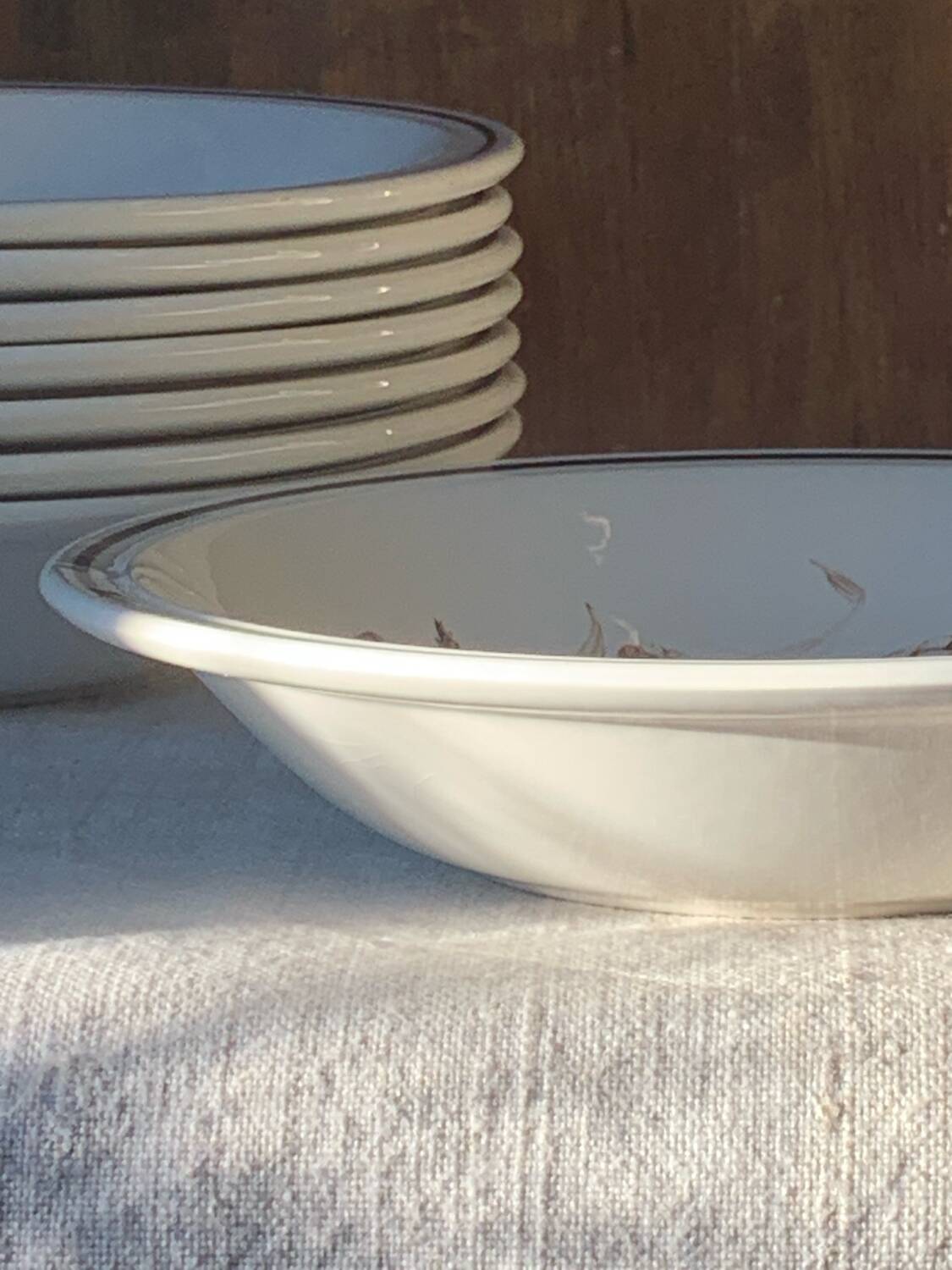 8 English deep plates Royal Tudor Crown Harvest