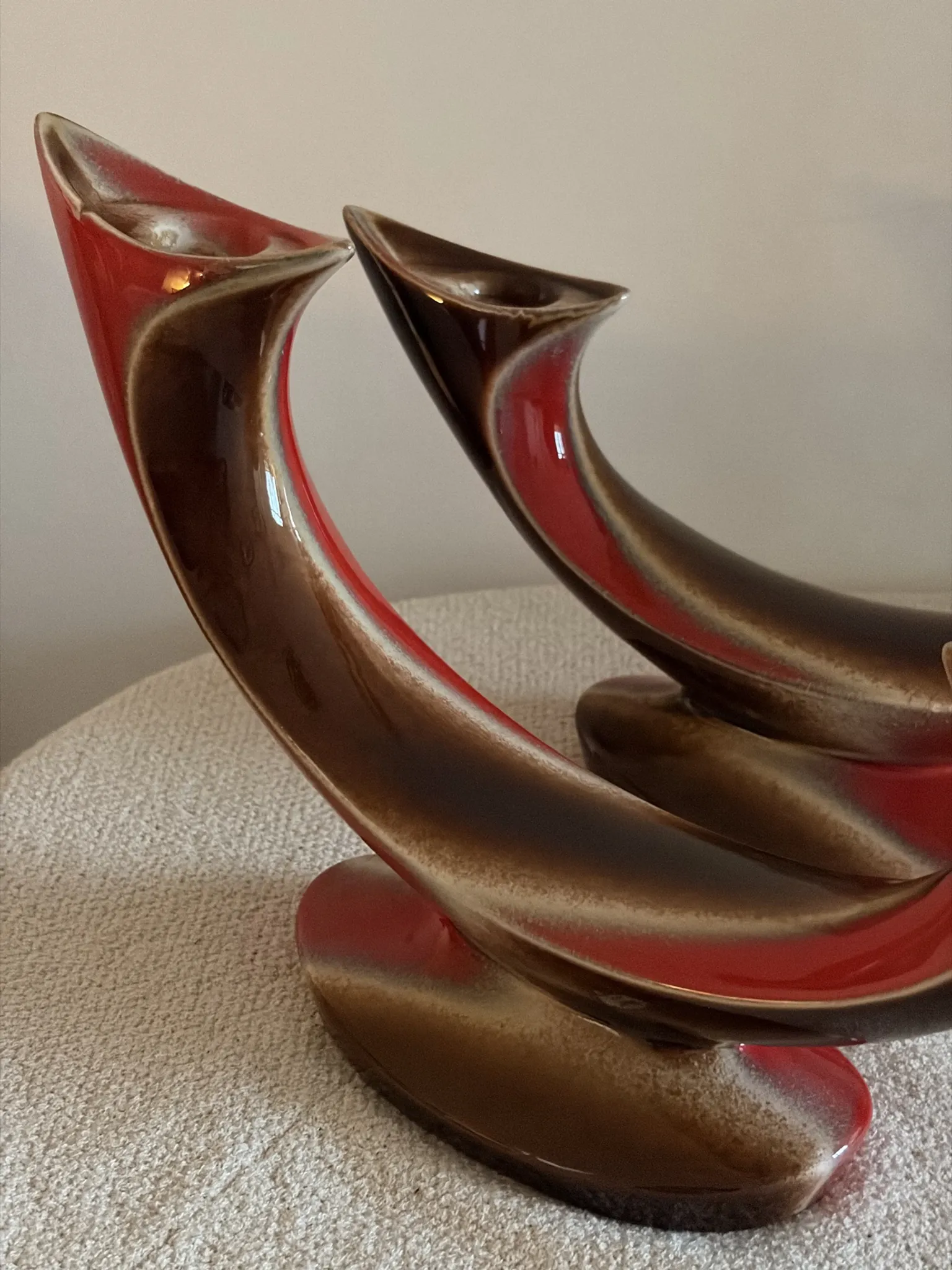 Pair of Mid-Century Vintage Ceramic Double Candlestick Holders Verceam