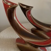 Pair of Mid-Century Vintage Ceramic Double Candlestick Holders Verceam