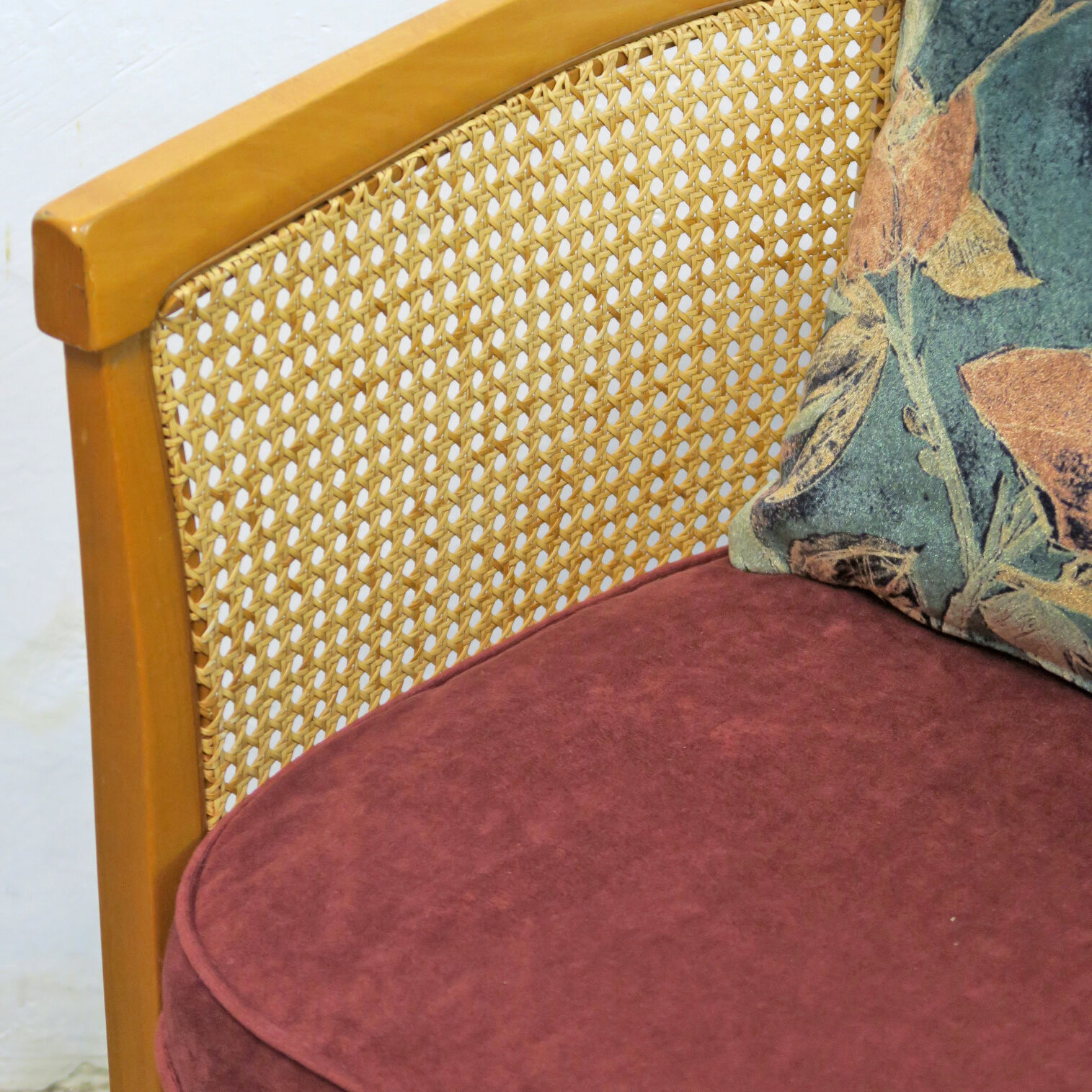 Armchair convertible in caning