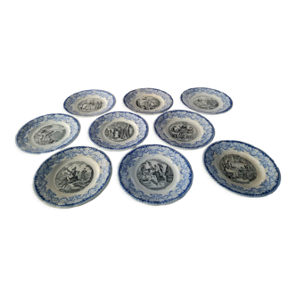 Service of 9 talking plates Lunéville