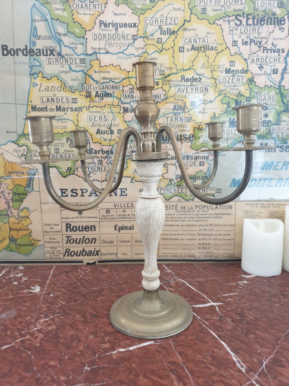 Chandelier 5 branches in brass