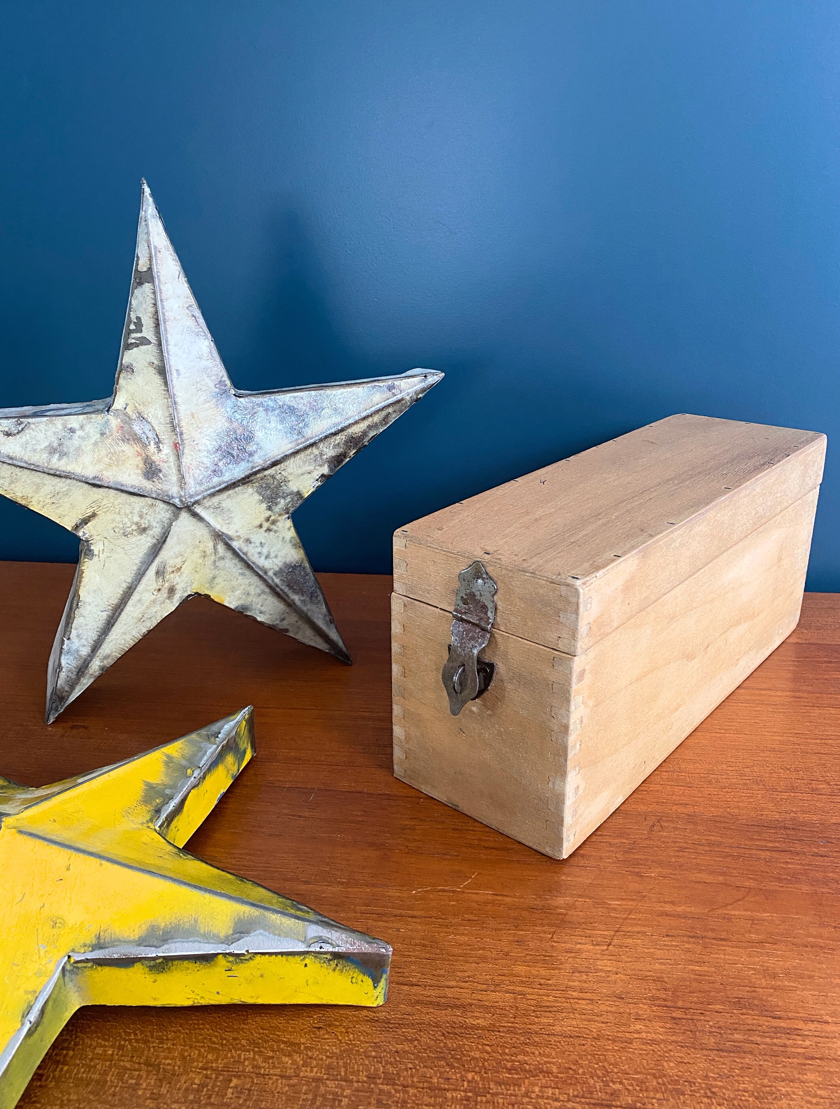 Old wooden library card box