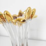 Splash-shaped crystal vase with gold rim
